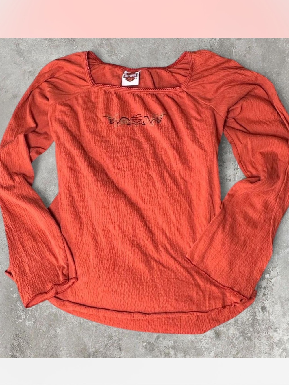 Vintage Y2K Authentic Harley-Davidson Liberty Akron Ohio Orange Square Neck
